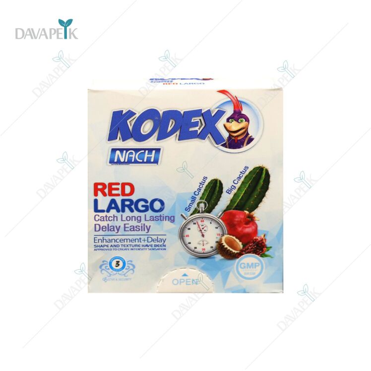 کاندوم ۳ عددی رد لارگو کدکس Kodex Red Largo با خاصیت تاخیری و افزایش جریان خون