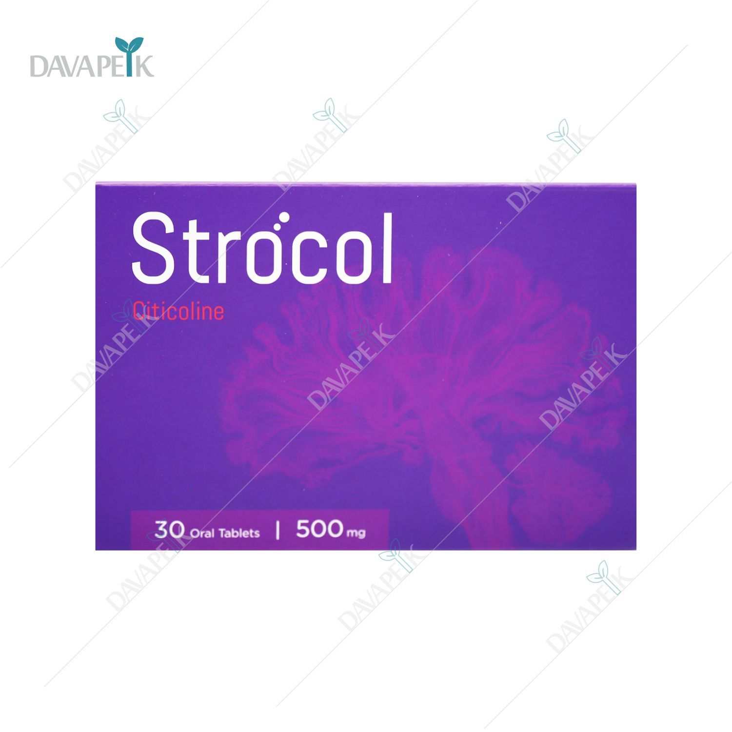  نمای نزدیک از قرص‌های Strocol Citicoline 500 mg 
