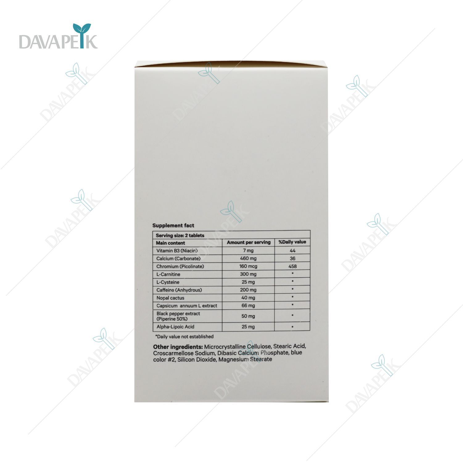  تصویر جدول ترکیبات شامل L-Carnitine و Chromium 