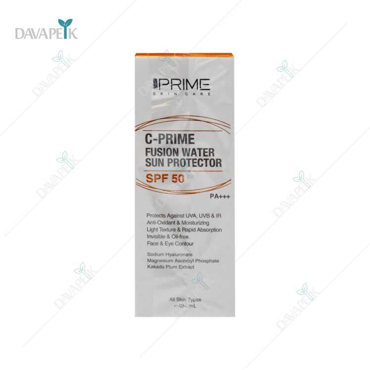 کرم ضد آفتاب بی‌ رنگ پرایم با SPF 50 و حاوی ویتامین سی ، بافت فوق‌ سبک و زود جذب ، مناسب انواع پوست