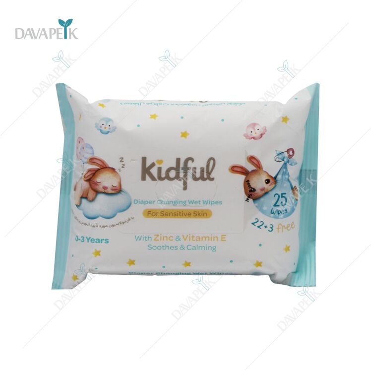 بسته دستمال مرطوب تعویض پوشک کودک Kidful پنبه ریز